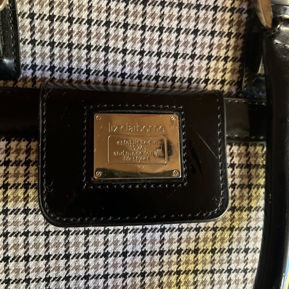iz Claiborne Houndstooth Patent Tote Work Bag NWOT - Picture 5 of 7